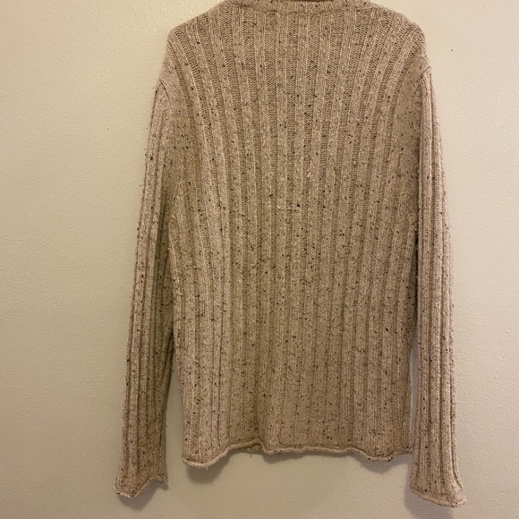 Eddie Bauer Wool & Angora Rabbit Men's Beige Cable Knit Sweater - Picture 2 of 4